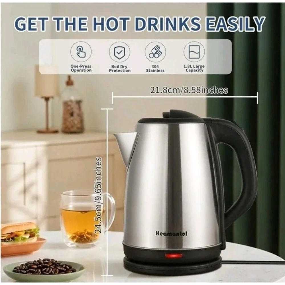 Heamantol 1.8 Liter Fast Boil Stainless Steel Electric  Kettle (Bin)